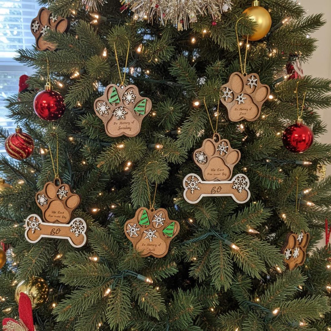 Personalized Paw Print Ornament – Pet Memorial, Dog Cat Ornament - Etsy