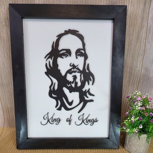 Jesus picture - Jesus picture framed - Jesus King of Kings - Jesus King of Kings Lord of Lords wall art - Jesus Glowforge - Jesus Artwork