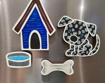 Dog Magnets Fridge - Frig Magnets - Dog Magnet Set For frig - Animal Frig Magnet Set - Set of 4 Magnets