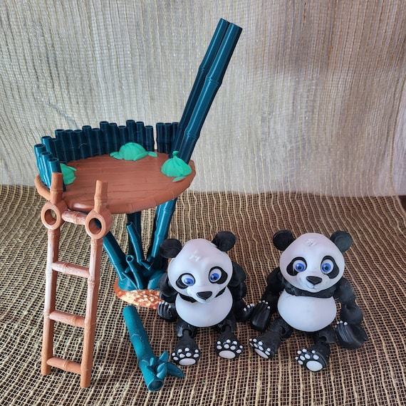 3D Printed Pandas - Flexi-factory Hanging Pandas With Tree