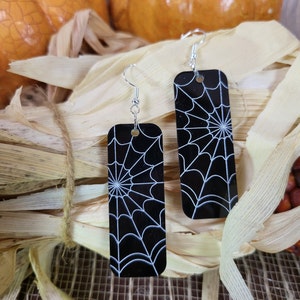 Spider Web Earrings - Halloween Spider Web Earrings - Spider Web Acrylic Earrings - Spider Cobweb Earrings - Cobweb Dangle Earrings