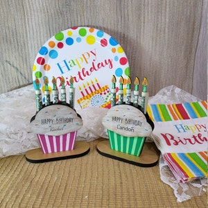 Wood Money Holder - Cupcake Money Candles - Cupcake Money Gift - Personalized Money Gift - Glowforge Cupcake Money Holder