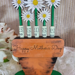 Money Gift Ideas For Women Birthday - Mother&#39;s Day Gift Money Holder - Flower Money Pot - Daisy Flower Pot - Money Gift Ideas For Women