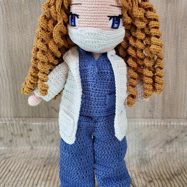 Amigurumi Doll made from Crochetree Pattern - Crochet Doll with One Outfit - Crochet Nurse Doll - Theresa the Crochet Nurse Doll