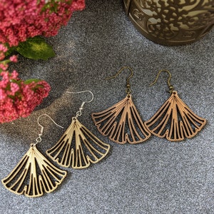 Ginkgo Leaf Earrings - Glowforge  cut - Choice of Maple or Walnut - Pierced Earrings - Birthday, Anniversary, or Valentine Gift for her