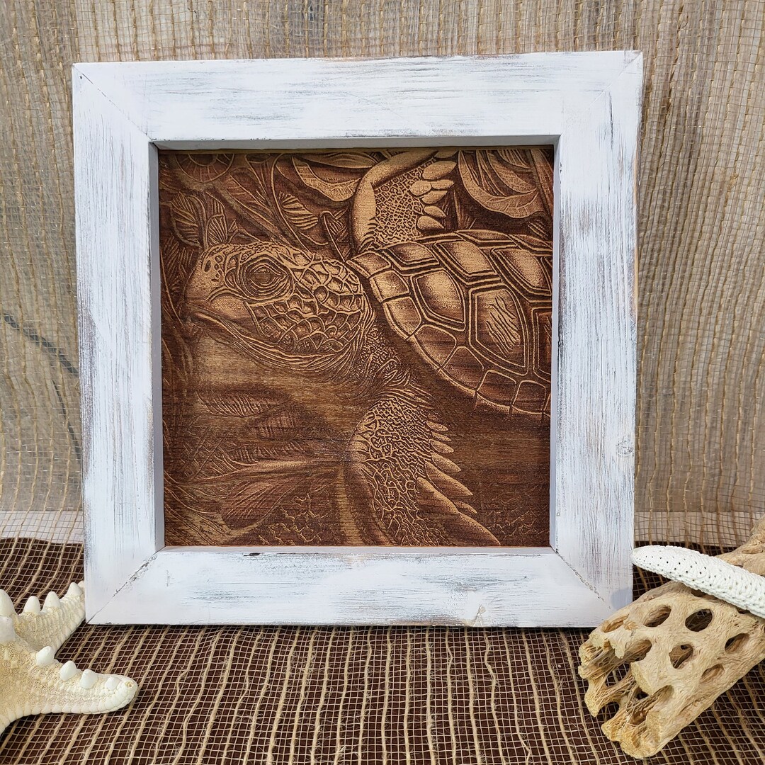 Sea Turtle Framed Picture Laser Carved Sea Turtle Sea Turtle Wall Decor