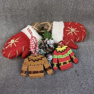 Ugly Sweater Christmas Ornaments - sold in sets of 2 but can order as many sets as you like. Christmas Ornaments