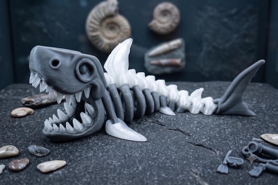 シャーク　マウス　スカル　オブジェ Articulated Shark Skeleton 3D Print – Moving Parts Toy, Desk Decor