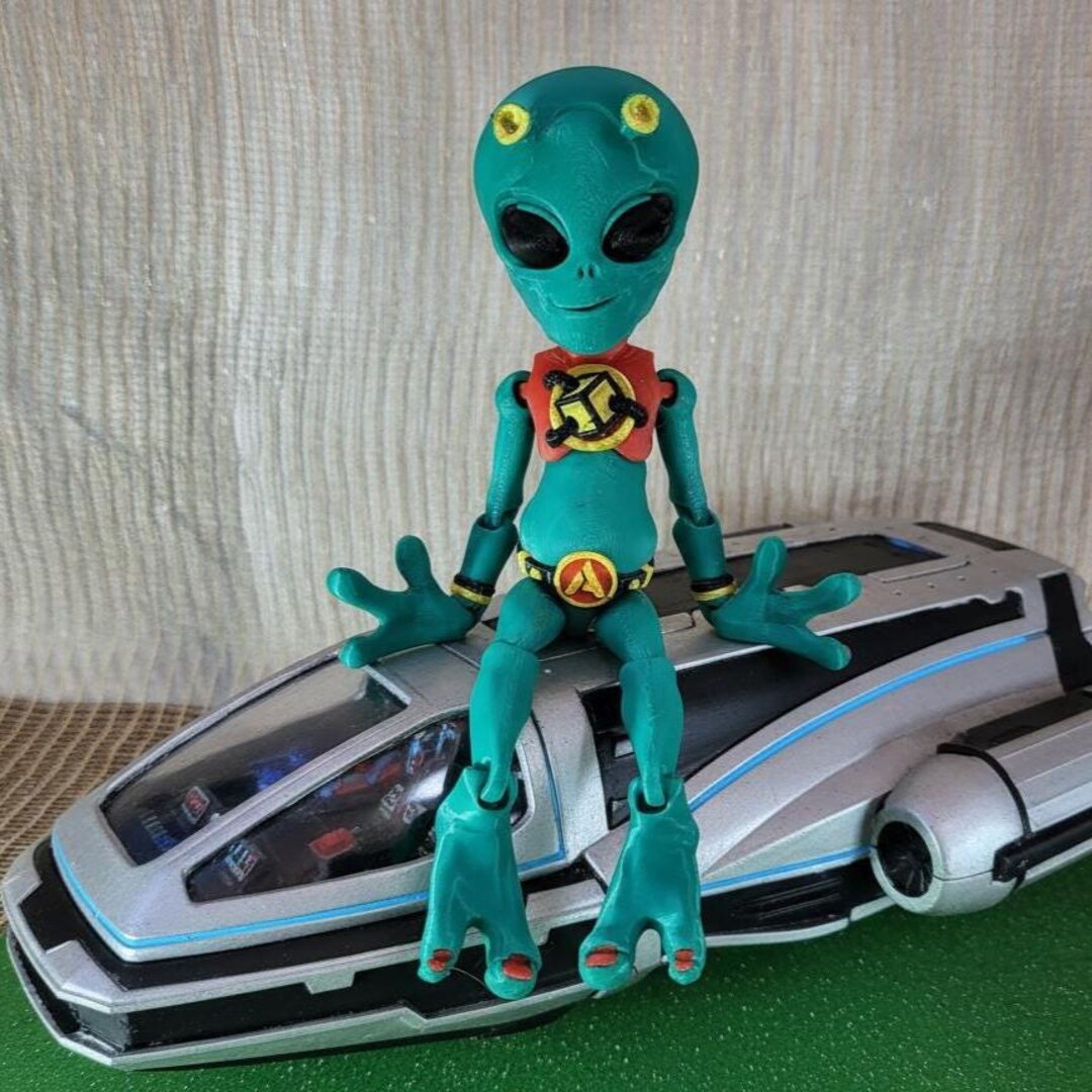 Articulated Flexible Alien Toy – 3D Printed Desk Art, Waterproof Play ...