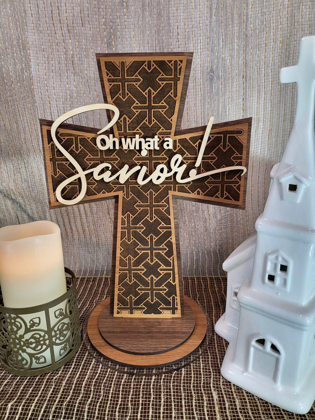 Table Top Cross Wood Standing Cross Layered Wall Cross Etsy