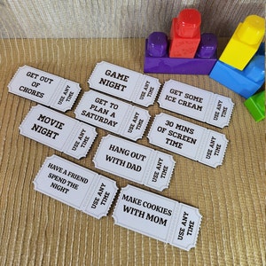 Kids Reward Tickets - Wooden Tickets - Childs Rewards - Kids Reward Coupon - Reward Tokens - Good Behavior Awards - Glowforge Engraved