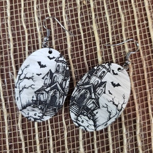 Haunted House Earrings - Spooky Haunted House Earrings - Scary Haunted House Earrings - Halloween Haunted House Earrings - Scary Earrings