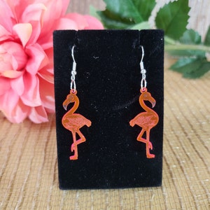 Pink Flamingo Earrings - Pink Flamingo Acrylic Earrings - Pink Flamingo Acrylic Dangle Earrings