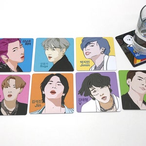 KPop Drink Coasters - BTS Set of 7 K-Pop
