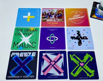 KPop Drink Coasters - TXT Album Covers Set of 9 plus surprise BONUS coaster