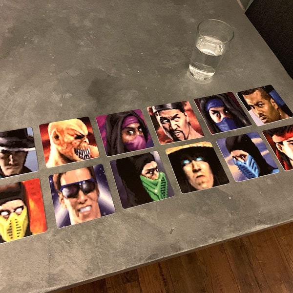 Classic Video Game Drink Coasters - Midway MK2 Arcade Set of 12 Mortal Kombat 2