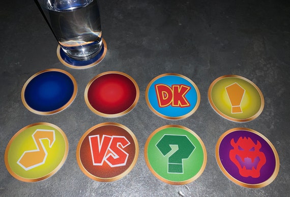 Classic Video Game Drink Coasters - Mario Party Spaces Set of 8