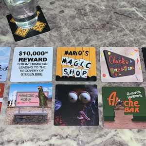 Classic Movie Drink Coasters - Pee Wee's Big Adventure Set of 10 - Pee Wee Herman Pee Wee's Playhouse Large Marge