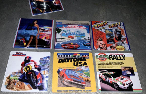 Classic Video Game Drink Coasters - Sega Racing Set of 6 - Out Run - Daytona - Super Hang-On - Turbo - Sega Rally - Power Drift