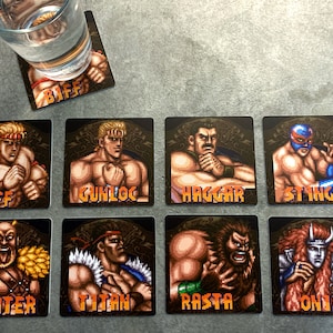 Classic Video Game Drink Coasters - Saturday Night Slam Masters Set of 8