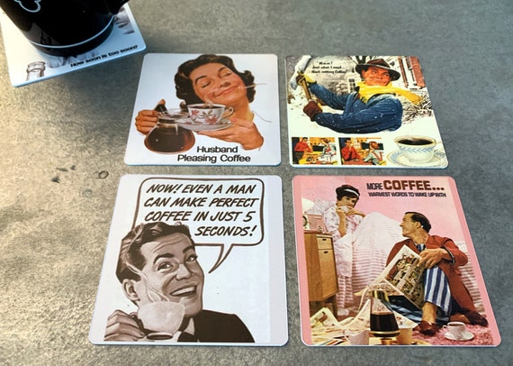 Vintage Food Ad Drink Coasters - COFFEE Set of 4