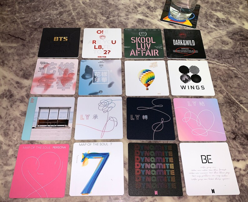 Kpop Drink Coasters Bts Album Covers Set Of 16 K Pop Digital Prints Art Collectibles Morphbotics Com