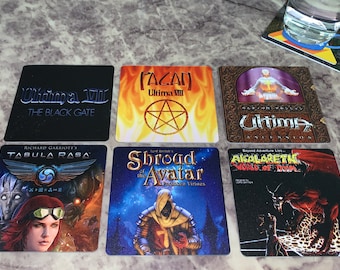 Classic Computer Game Drink Coasters - Ultima Volume 2 Set of 6 - Lord British Black Gate Pagan Tabula Rasa Shroud of the Avatar Akalabeth