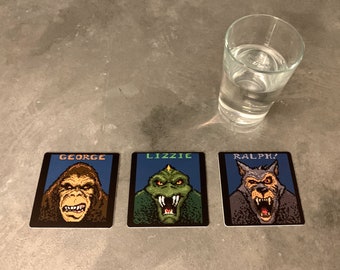 Classic Video Game Drink Coasters - Rampage Set of 3