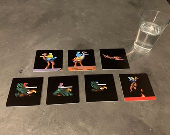 Classic Video Game Drink Coasters - Joust Set of 7