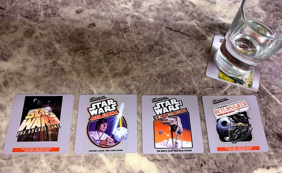 Classic Video Game Drink Coasters - Atari 2600 Star Wars Set of 4 Empire Strikes Back Return of the Jedi VCS