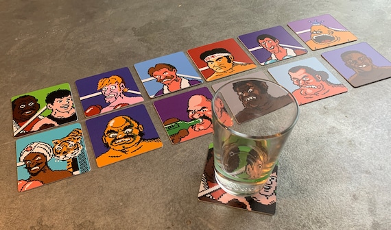 Classic Video Game Drink Coasters and Wall Art - Mike Tyson Punch Out Set of 12
