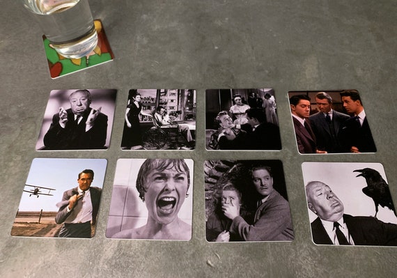 Classic Movie Drink Coasters - Alfred Hitchcock Set of 8