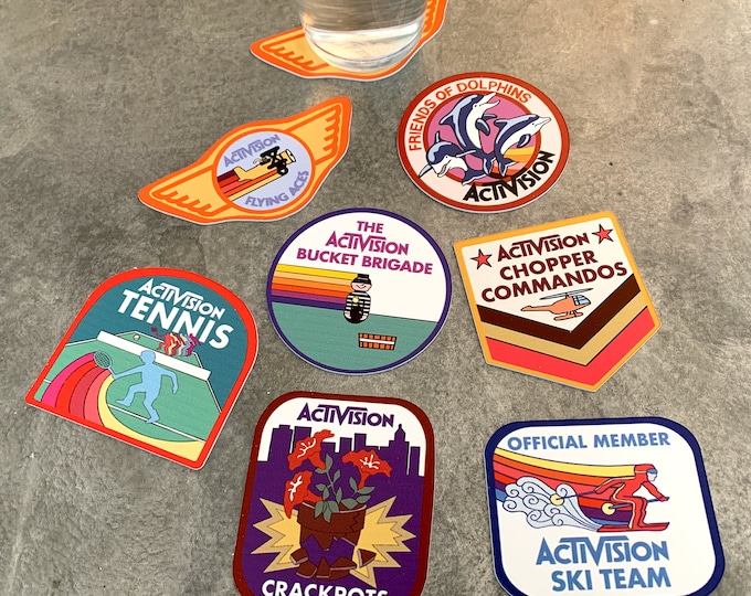Classic Video Game Drink Coasters - Activison Patches 1 Set of 7