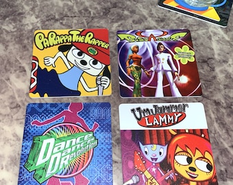 Classic Video Game Drink Coasters - Playstation Music Games Set of 4 - Parappa the Rapper Umjammer Lammy DDR Bust a Groove