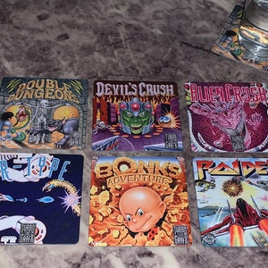 Classic Video Game Drink Coasters - TurboGrafx 16 Set of 10 - PC Engine Blazing Lazers Bomberman Bonk R-Type