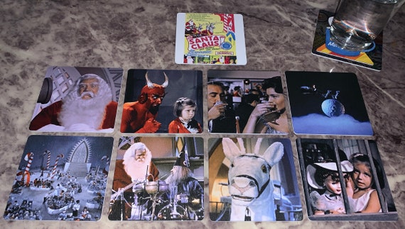 Classic Movie Drink Coasters - Santa Claus 1959 Set of 9 - MST3K Mystery Science Theater Rene Cardona Mexican Christmas