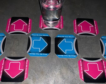 Classic Video Game Drink Coasters - Dance Dance Revolution Arcade Set of 8 DDR
