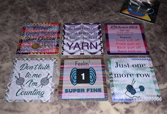 Knitting & Yarn Drink Coasters - Set of 6