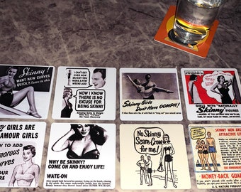 Vintage Food Ad Drink Coasters - WATE ON Set of 8 - Weight Loss Weight Gain