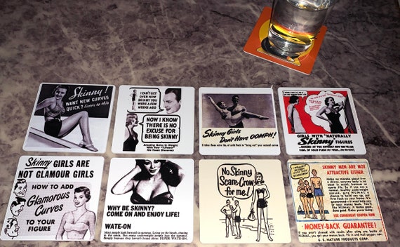 Vintage Food Ad Drink Coasters - WATE ON Set of 8 - Weight Loss Weight Gain