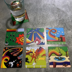 Classic Video Game Drink Coasters - Activison Rainbow Set of 6