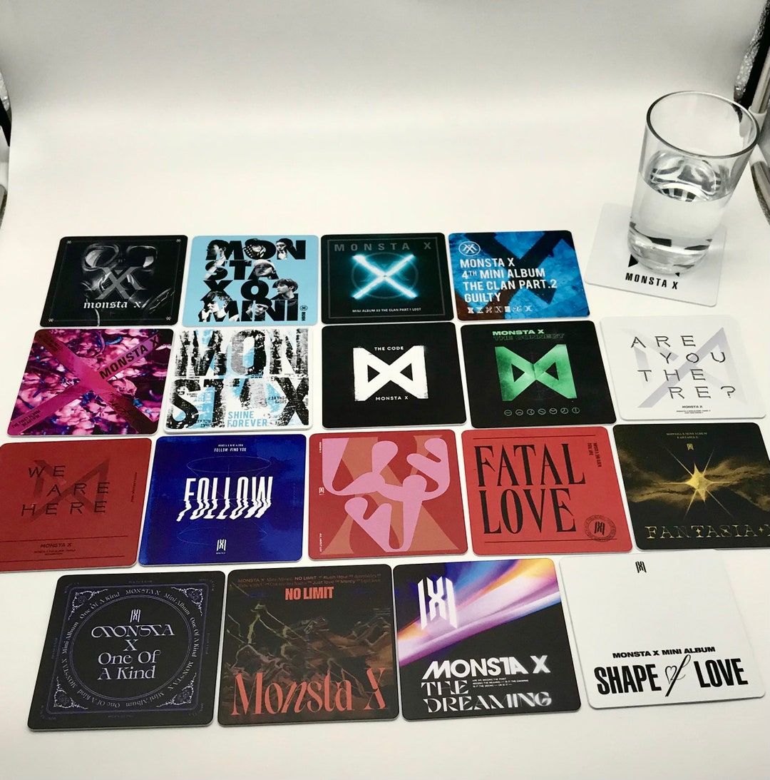 Kpop Drink Coasters - Monsta X Album Covers Set of 18 K-pop