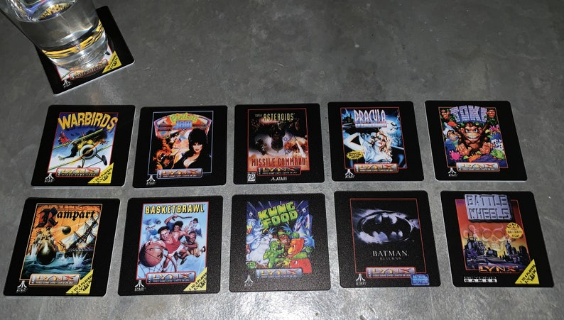 Classic Video Game Drink Coasters Atari Lynx Box Art Set of 10 image 1