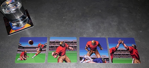 Classic Video Game Drink Coasters - Tecmo Bowl Football - Choose Your Team - Set of 4 - Tecmo Super Bowl