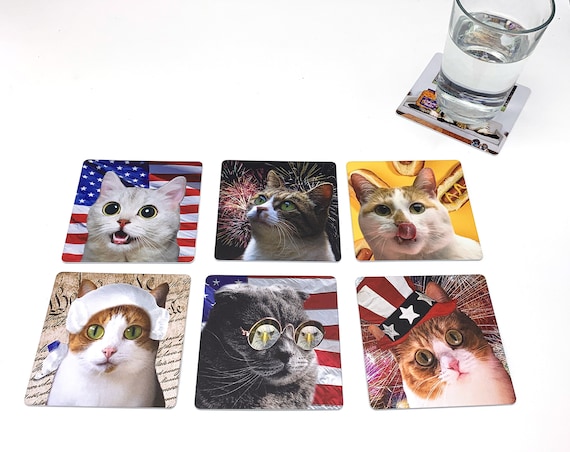 All-American Cats Drink Coasters - Set of 6