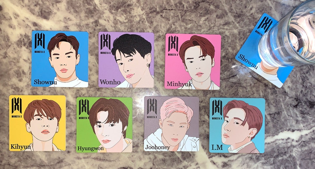 Kpop Drink Coasters - Monsta X Set of 7 K-pop Coaster - Etsy
