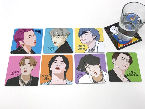 KPop Drink Coasters - BTS Set of 7 K-Pop