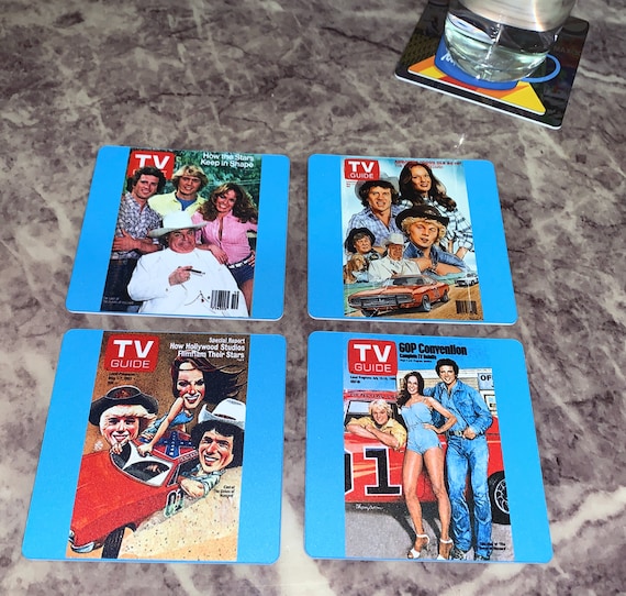 Classic Television Coasters - Dukes of Hazzard Set of 4 TV Guide Bo Luke Daisy Boss Hogg