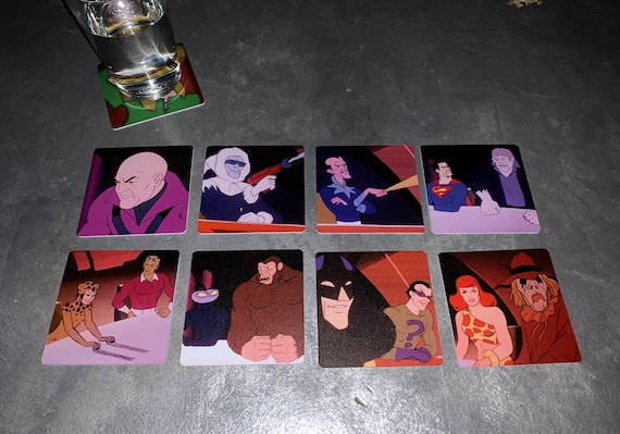 Classic Cartoon Drink Coasters - Legion of Doom Set of 8 - DC Comics Bizarro Riddler Black Manta Cheetah Lex Luthor