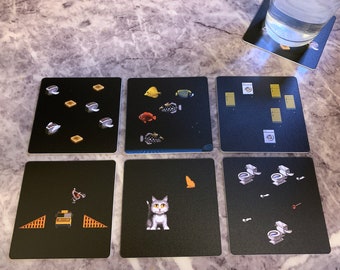 Classic Computer Game Drink Coasters - 90s Screen Savers Flying Toasters